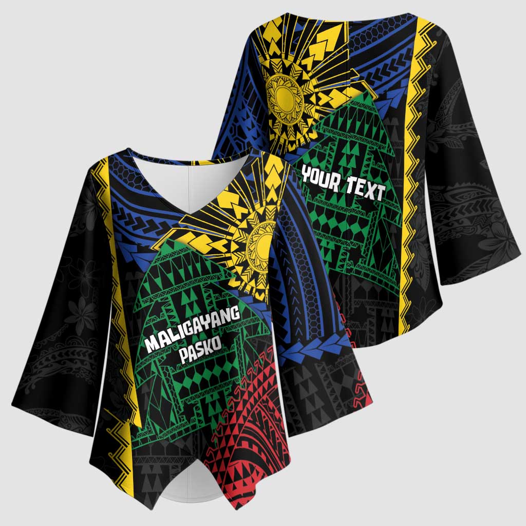 Personalised Philippines Christmas Kimono Sleeve Blouse Xmas Tree Filipino Tribal Patterns DT05 - Polynesian Pride