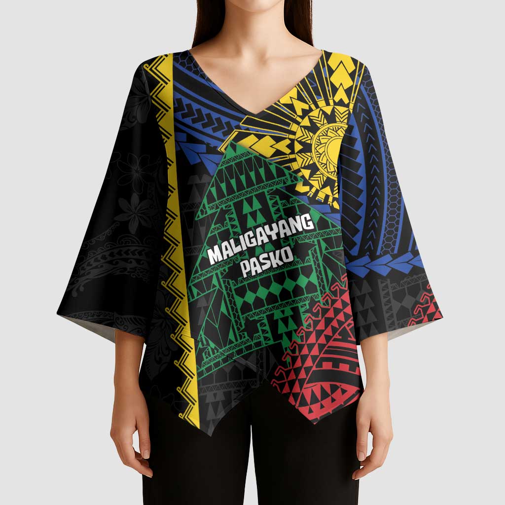 Personalised Philippines Christmas Kimono Sleeve Blouse Xmas Tree Filipino Tribal Patterns DT05 - Polynesian Pride