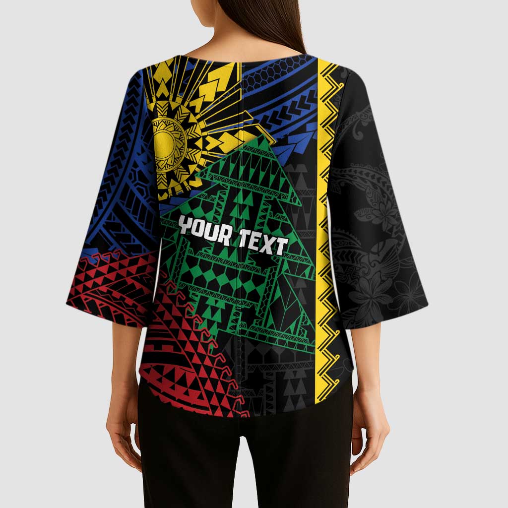Personalised Philippines Christmas Kimono Sleeve Blouse Xmas Tree Filipino Tribal Patterns DT05 - Polynesian Pride