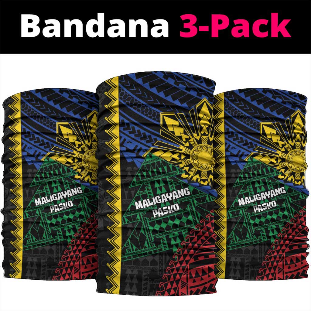 Philippines Christmas Neck Gaiter Xmas Tree Filipino Tribal Patterns DT05 package One Size: 25*50cm Black - Polynesian Pride