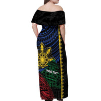 Personalised Philippines Christmas Off Shoulder Maxi Dress Xmas Tree Filipino Tribal Patterns DT05 - Polynesian Pride