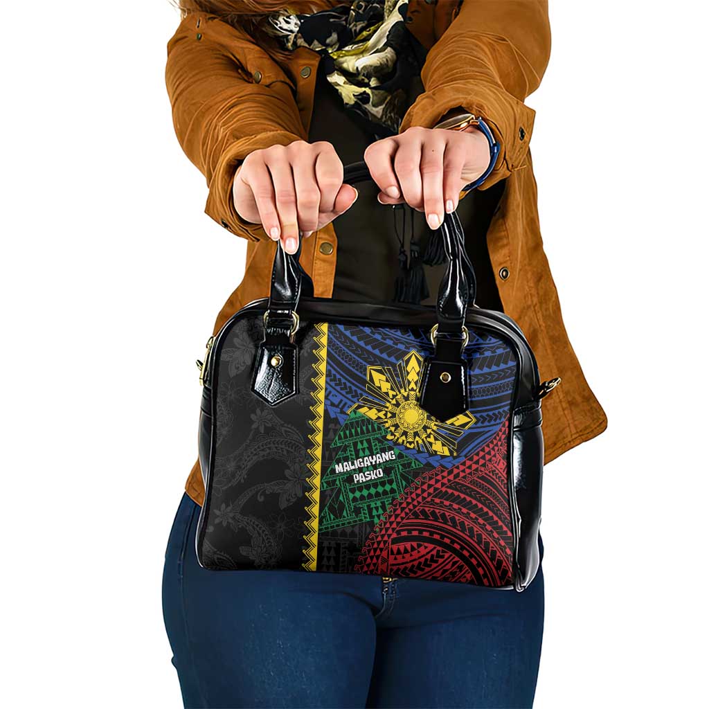 Philippines Christmas Shoulder Handbag Xmas Tree Filipino Tribal Patterns DT05 One Size Black - Polynesian Pride