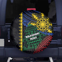 Philippines Christmas Spare Tire Cover Xmas Tree Filipino Tribal Patterns DT05 No hole Black - Polynesian Pride