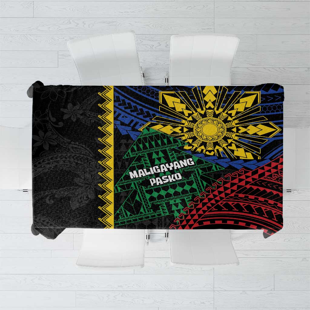 Philippines Christmas Tablecloth Xmas Tree Filipino Tribal Patterns DT05 Black - Polynesian Pride