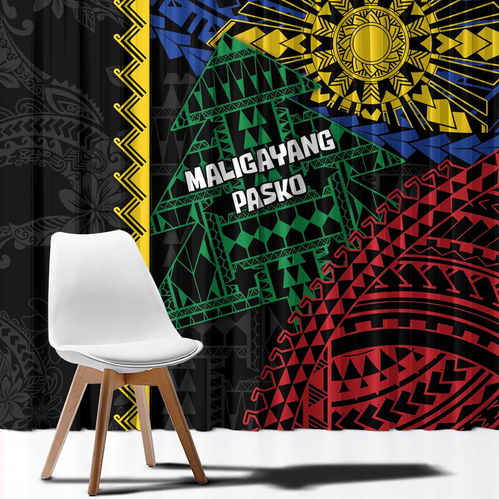 Philippines Christmas Window Curtain Xmas Tree Filipino Tribal Patterns DT05 - Polynesian Pride