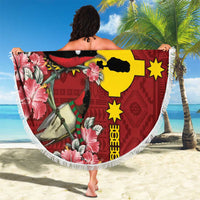 Rotuma Christmas Beach Blanket Rotuma Myzomela Birds With Hibiscus Flowers DT05 - Polynesian Pride