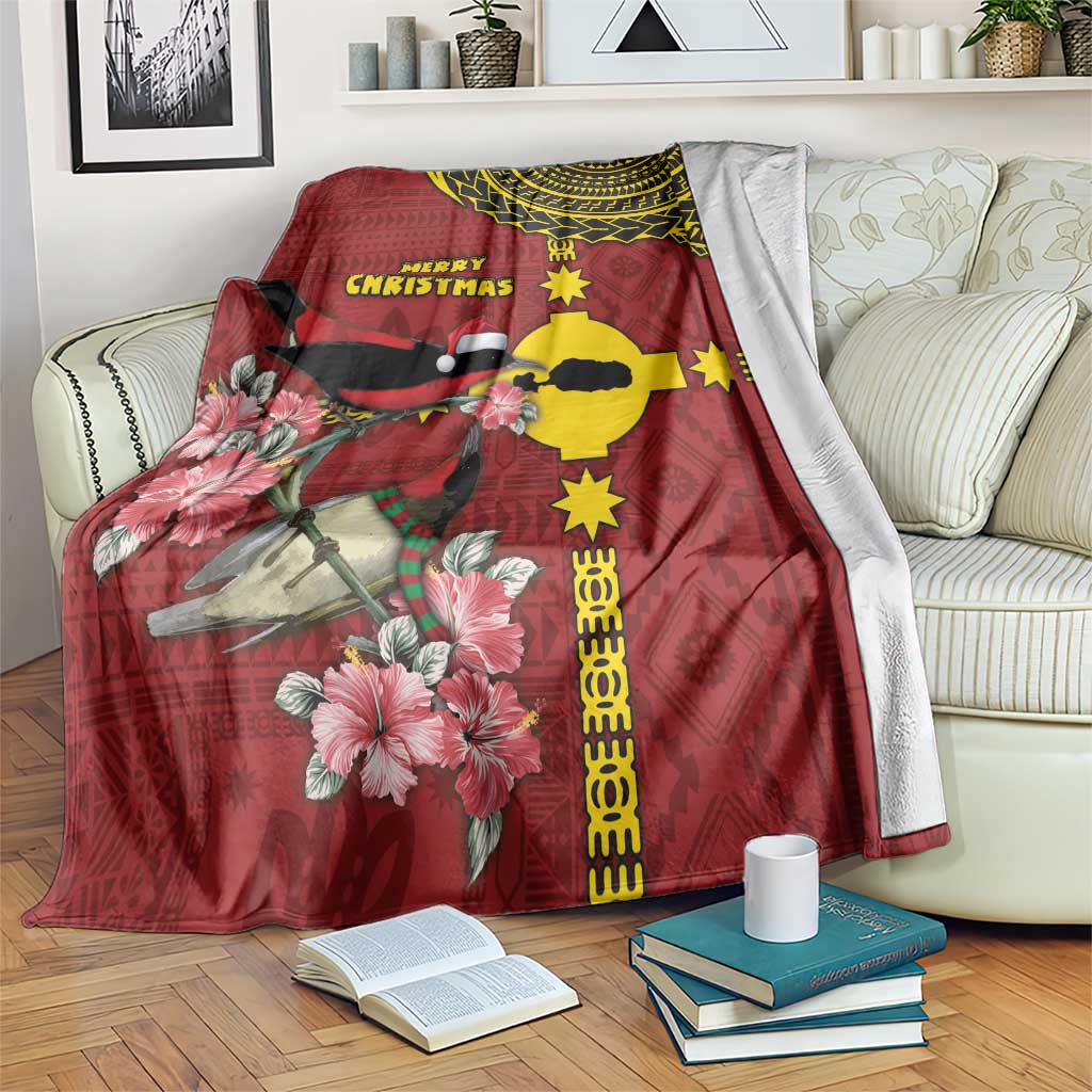 Rotuma Christmas Blanket Rotuma Myzomela Birds With Hibiscus Flowers DT05 Red - Polynesian Pride