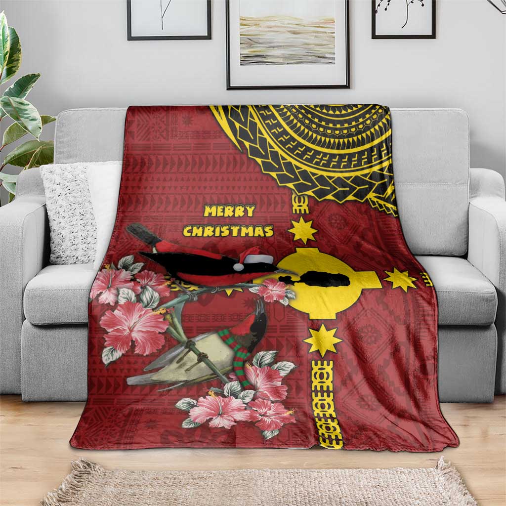 Rotuma Christmas Blanket Rotuma Myzomela Birds With Hibiscus Flowers DT05 - Polynesian Pride