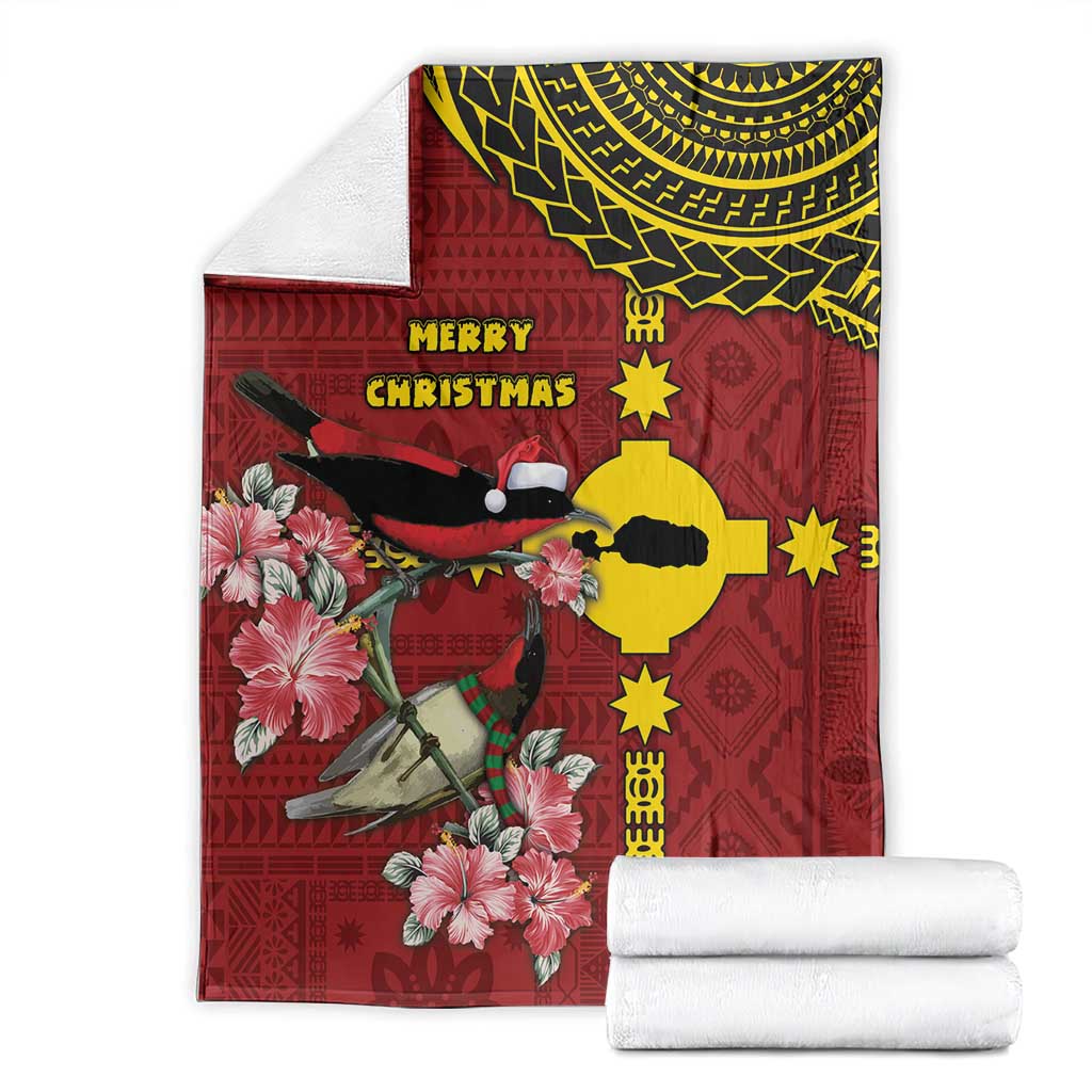 Rotuma Christmas Blanket Rotuma Myzomela Birds With Hibiscus Flowers DT05 - Polynesian Pride