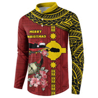Rotuma Christmas Button Sweatshirt Rotuma Myzomela Birds With Hibiscus Flowers DT05 - Polynesian Pride