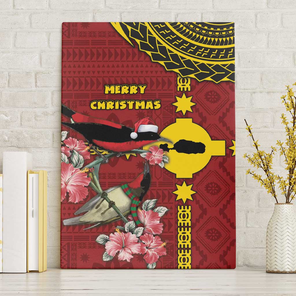 Rotuma Christmas Canvas Wall Art Rotuma Myzomela Birds With Hibiscus Flowers DT05 Without Frame Red - Polynesian Pride