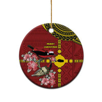 Rotuma Christmas Ceramic Ornament Rotuma Myzomela Birds With Hibiscus Flowers DT05 - Polynesian Pride