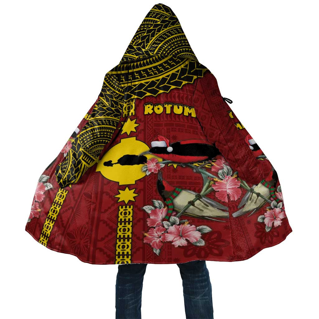 Rotuma Christmas Cloak Rotuma Myzomela Birds With Hibiscus Flowers DT05 Unisex Red - Polynesian Pride