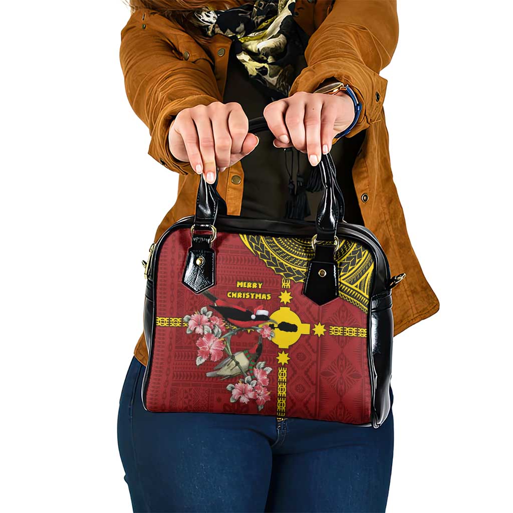 Rotuma Christmas Shoulder Handbag Rotuma Myzomela Birds With Hibiscus Flowers DT05 One Size Red - Polynesian Pride