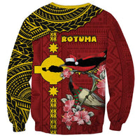 Rotuma Christmas Sweatshirt Rotuma Myzomela Birds With Hibiscus Flowers DT05 - Polynesian Pride