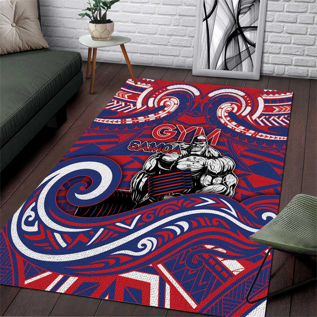 Samoa Gym Area Rug Muscle Samoan Tribal Waves DT05 Navy - Polynesian Pride