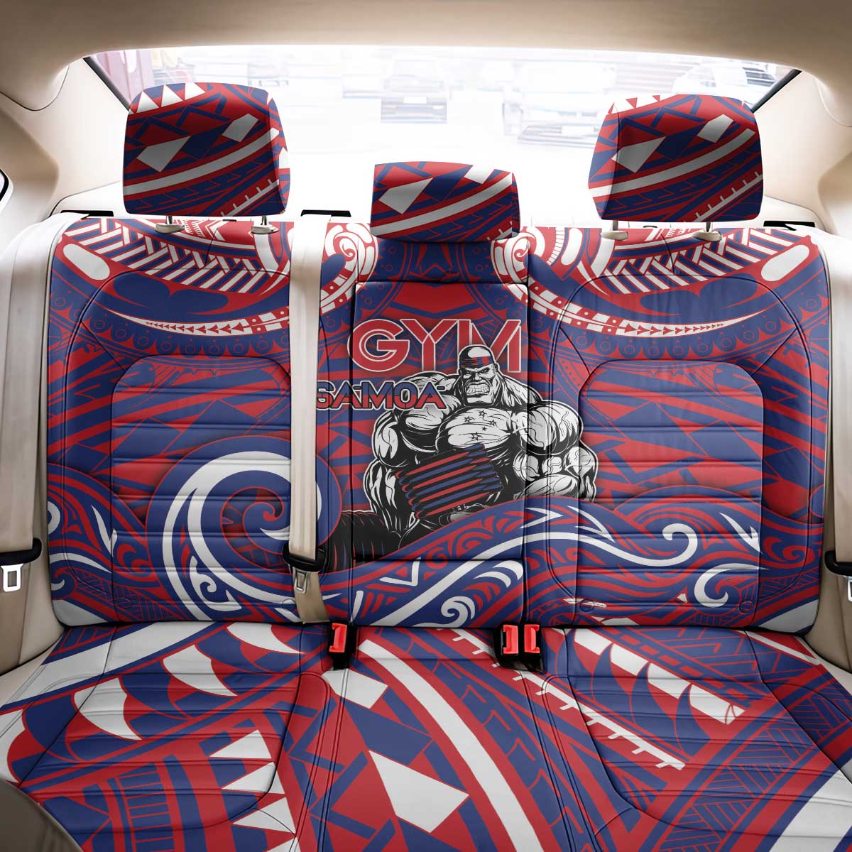 Samoa Gym Back Car Seat Cover Muscle Samoan Tribal Waves DT05 - Polynesian Pride