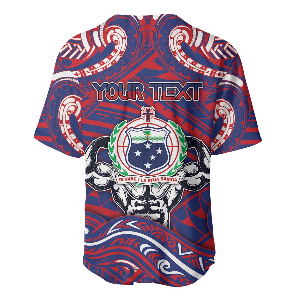 Personalised Samoa Gym Baseball Jersey Muscle Samoan Tribal Waves DT05 - Polynesian Pride