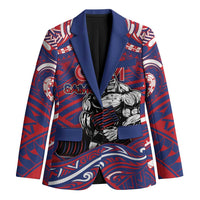 Personalised Samoa Gym Blazer Muscle Samoan Tribal Waves DT05 Unisex Navy - Polynesian Pride