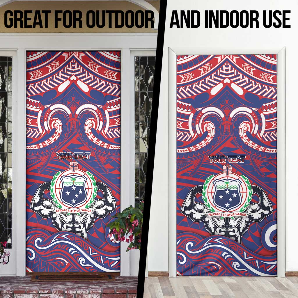 Personalised Samoa Gym Door Cover Muscle Samoan Tribal Waves DT05 - Polynesian Pride