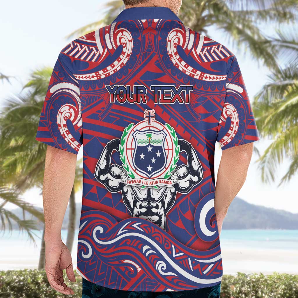 Personalised Samoa Gym Hawaiian Shirt Muscle Samoan Tribal Waves DT05 - Polynesian Pride