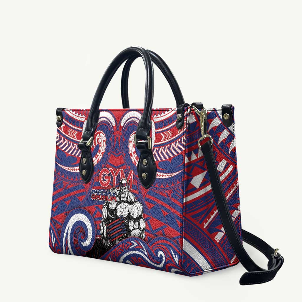 Samoa Gym Leather Bag Muscle Samoan Tribal Waves DT05 Navy - Polynesian Pride
