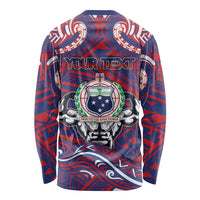 Personalised Samoa Gym Long Sleeve Shirt Muscle Samoan Tribal Waves DT05 - Polynesian Pride