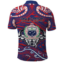 Personalised Samoa Gym Polo Shirt Muscle Samoan Tribal Waves DT05 - Polynesian Pride