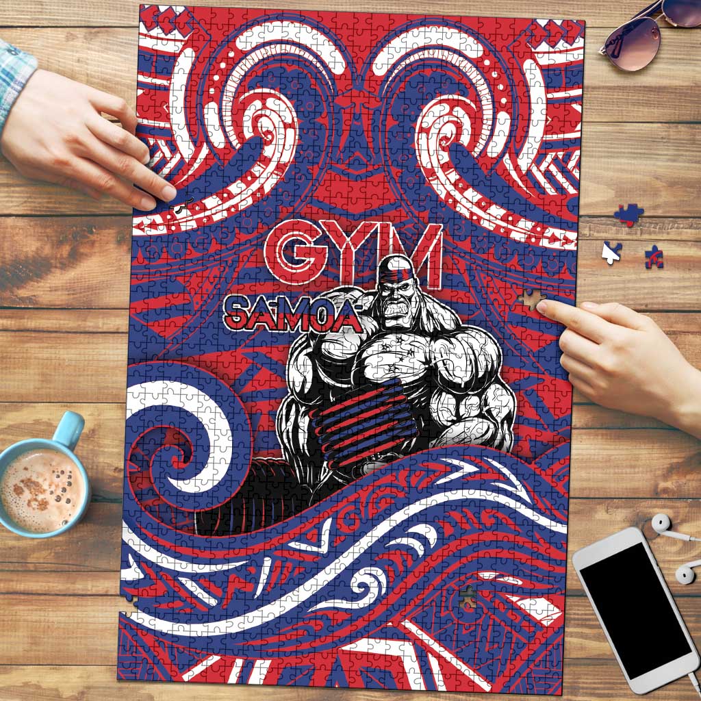 Samoa Gym Puzzle Muscle Samoan Tribal Waves DT05 Navy - Polynesian Pride