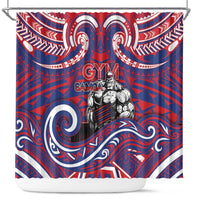Samoa Gym Shower Curtain Muscle Samoan Tribal Waves DT05 Navy - Polynesian Pride