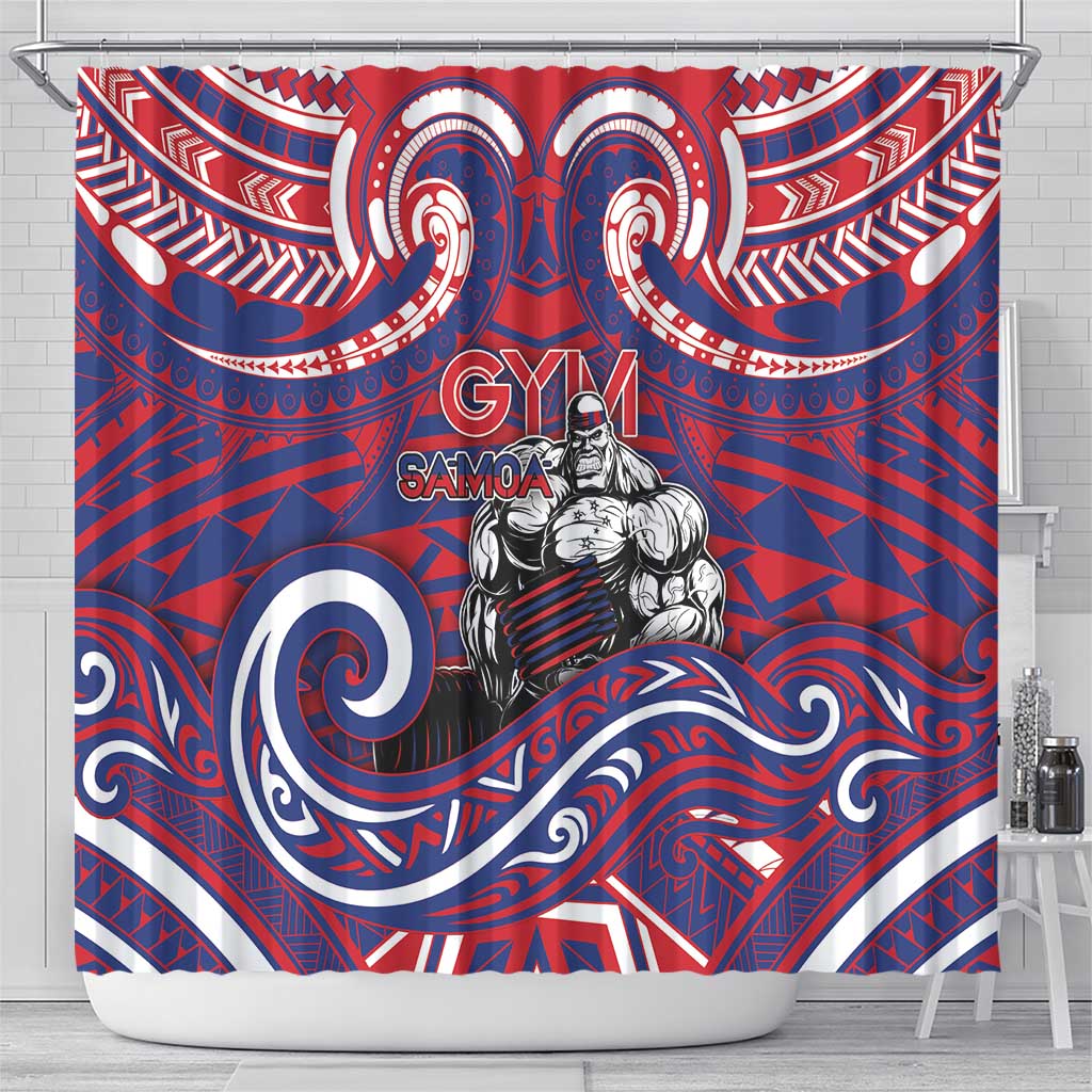 Samoa Gym Shower Curtain Muscle Samoan Tribal Waves DT05 - Polynesian Pride