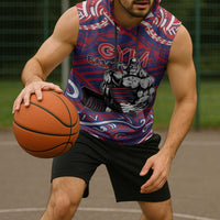 Personalised Samoa Gym Sleeveless Hoodie Muscle Samoan Tribal Waves DT05 - Polynesian Pride