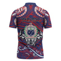 Personalised Samoa Gym Zipper Polo Shirt Muscle Samoan Tribal Waves DT05 - Polynesian Pride