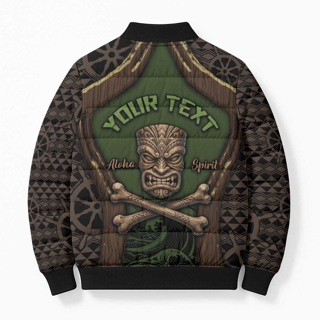 Personalised Hawaii Tiki Pirates Bomber Puffer Jacket Kakau Pattern Polynesian Style DT05 - Polynesian Pride