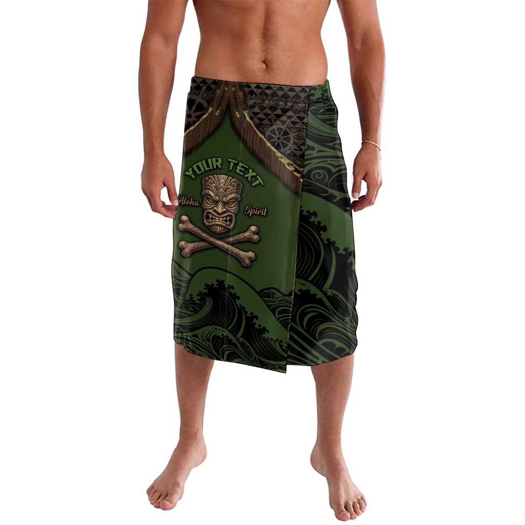 Personalised Hawaii Tiki Pirates Lavalava Kakau Pattern Polynesian Style DT05 Green - Polynesian Pride