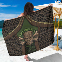 Hawaii Tiki Pirates Sarong Kakau Pattern Polynesian Style DT05 One Size 44 x 66 inches Green - Polynesian Pride