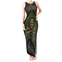 Personalised Hawaii Tiki Pirates Tank Maxi Dress Kakau Pattern Polynesian Style DT05 Women Green - Polynesian Pride