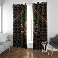 Hawaii Tiki Pirates Window Curtain Kakau Pattern Polynesian Style DT05 With Grommets Green - Polynesian Pride