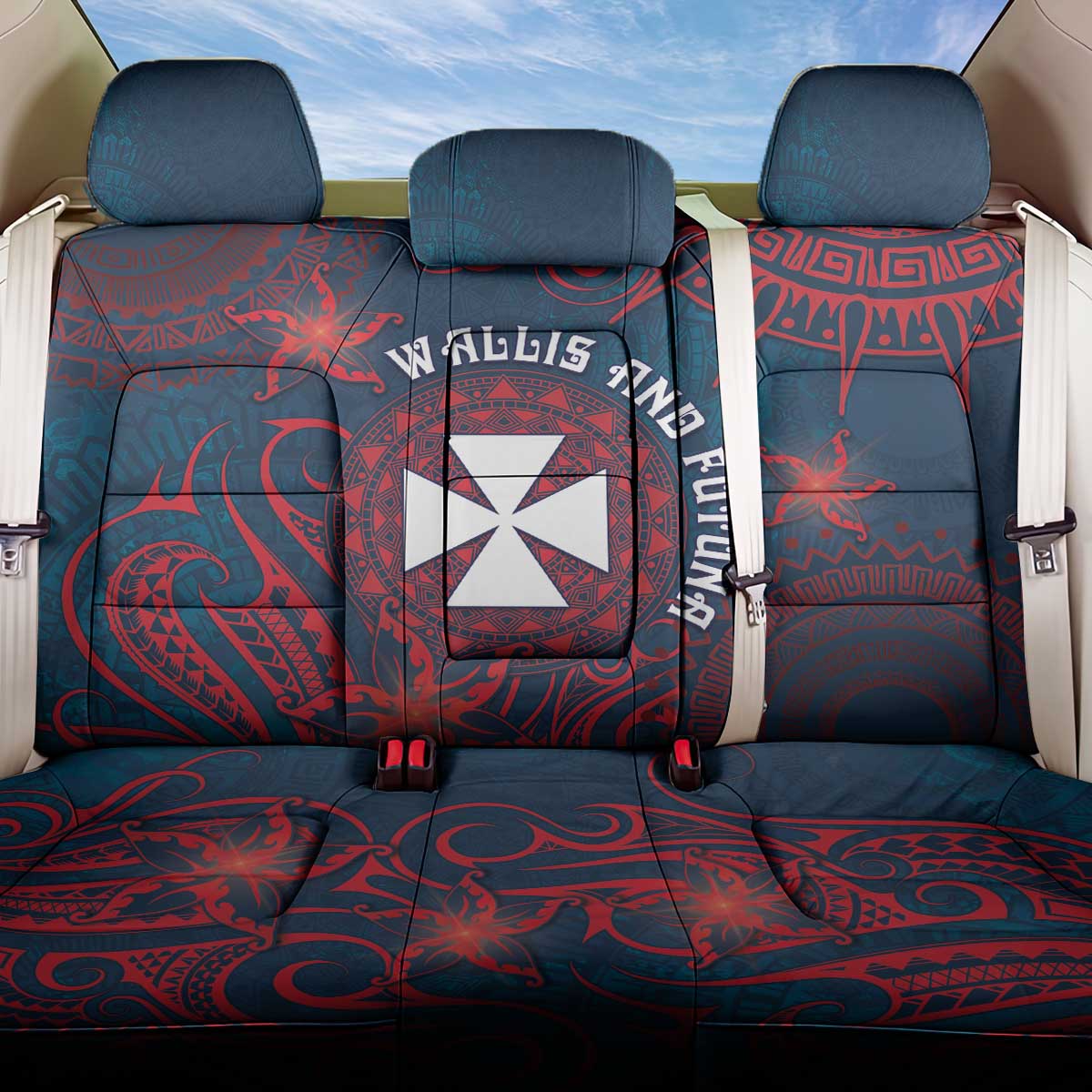 Wallis And Futuna Back Car Seat Cover Hibiscus Polynesian Tribal Pattern DT05 One Size Navy - Polynesian Pride