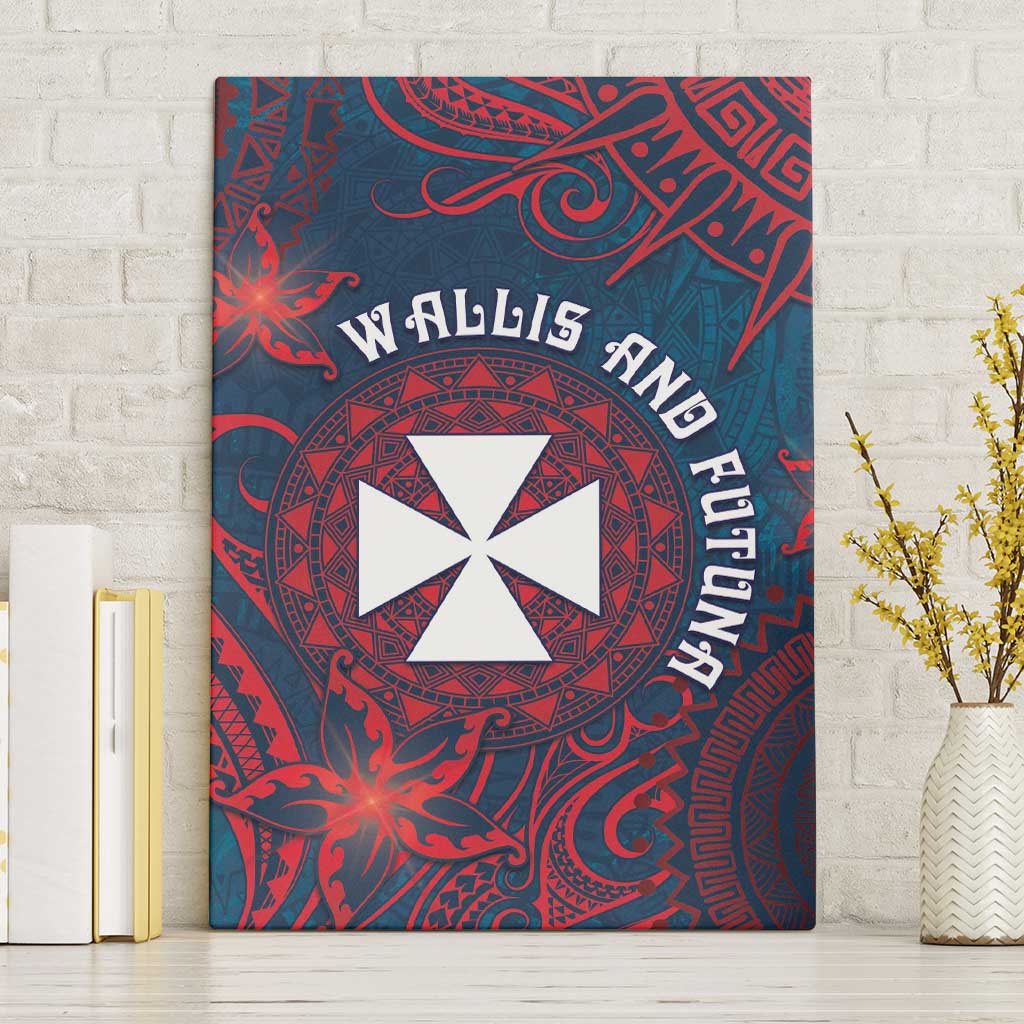Wallis And Futuna Canvas Wall Art Hibiscus Polynesian Tribal Pattern DT05 Without Frame Navy - Polynesian Pride