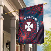 Wallis And Futuna Garden Flag Hibiscus Polynesian Tribal Pattern DT05 House Flag Navy - Polynesian Pride