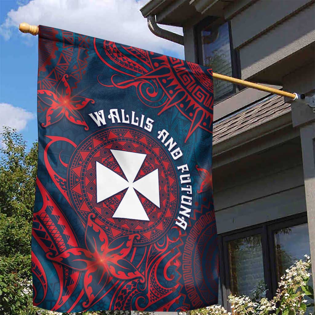 Wallis And Futuna Garden Flag Hibiscus Polynesian Tribal Pattern DT05 - Polynesian Pride