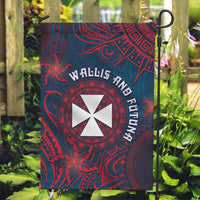 Wallis And Futuna Garden Flag Hibiscus Polynesian Tribal Pattern DT05 Garden Flag Navy - Polynesian Pride