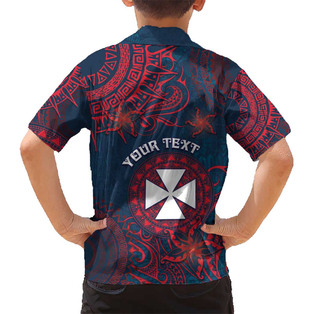 Personalised Wallis And Futuna Kid Hawaiian Shirt Hibiscus Polynesian Tribal Pattern DT05 - Polynesian Pride