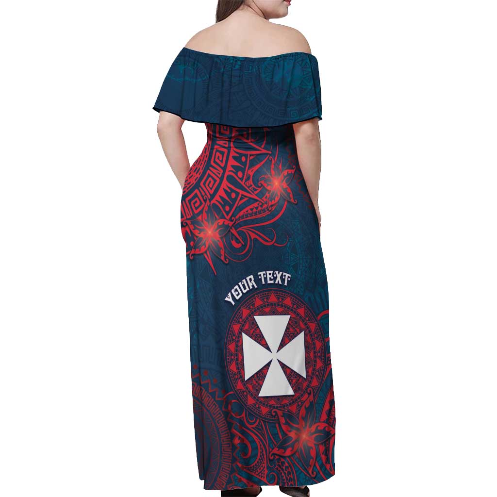 Personalised Wallis And Futuna Off Shoulder Maxi Dress Hibiscus Polynesian Tribal Pattern DT05 - Polynesian Pride