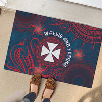 Wallis And Futuna Rubber Doormat Hibiscus Polynesian Tribal Pattern DT05 - Polynesian Pride