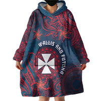 Personalised Wallis And Futuna Wearable Blanket Hoodie Hibiscus Polynesian Tribal Pattern DT05 - Polynesian Pride