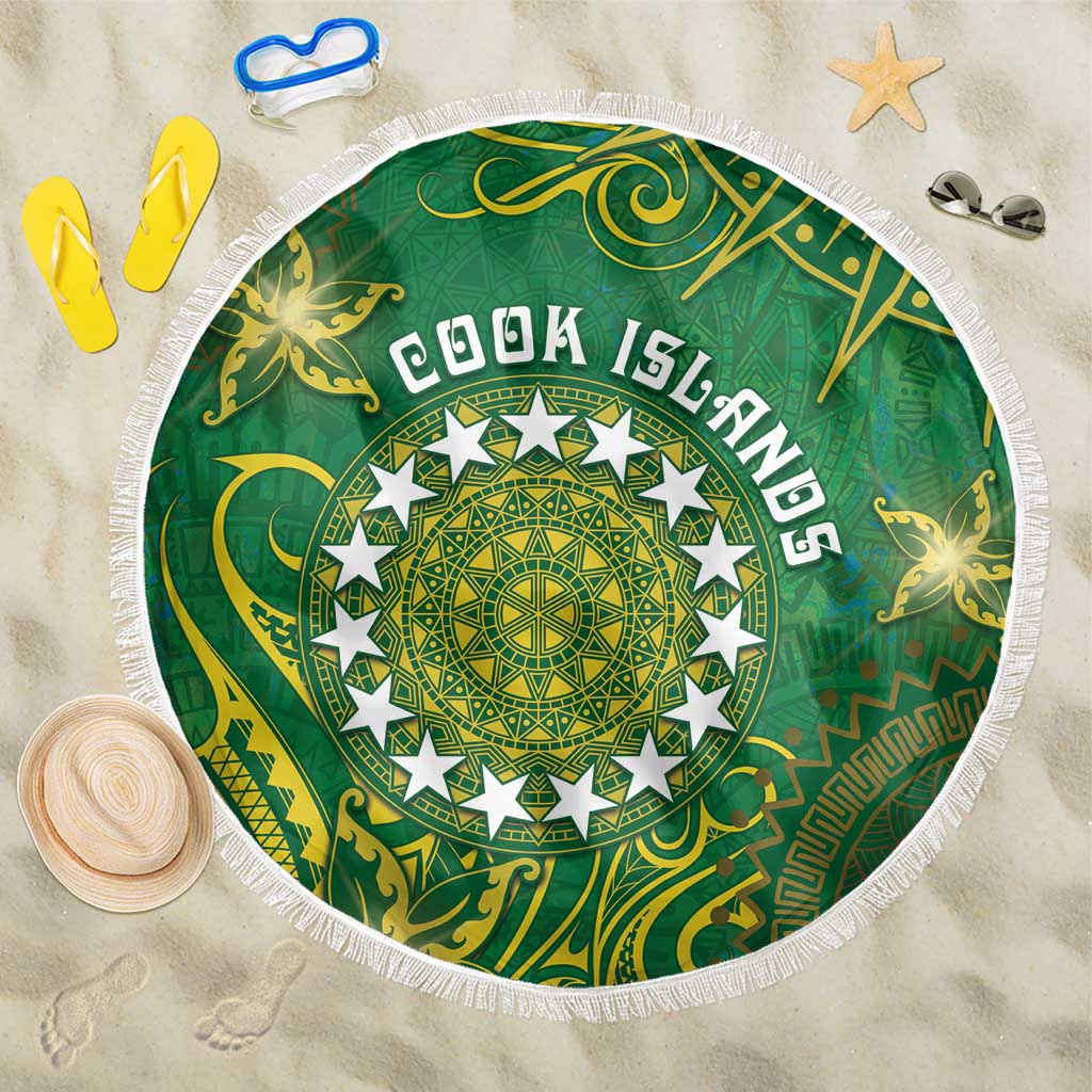 Cook Islands Beach Blanket Hibiscus Polynesian Tribal Pattern DT05 One Size 150cm Green - Polynesian Pride