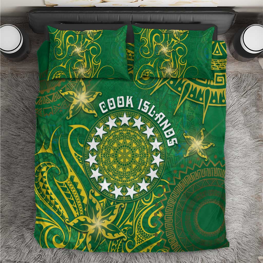 Cook Islands Bedding Set Hibiscus Polynesian Tribal Pattern DT05 Green - Polynesian Pride