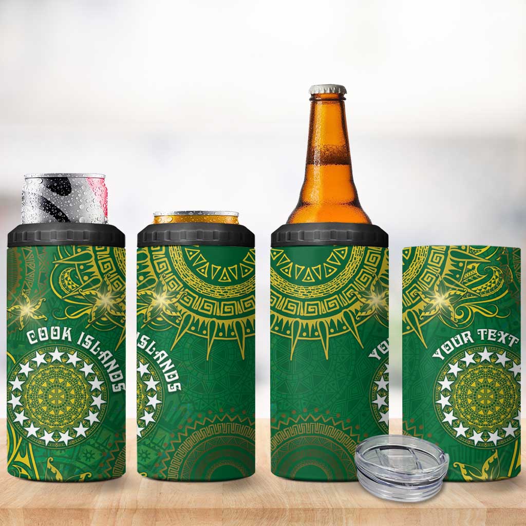 Personalised Cook Islands 4 in 1 Can Cooler Tumbler Hibiscus Polynesian Tribal Pattern DT05 - Polynesian Pride
